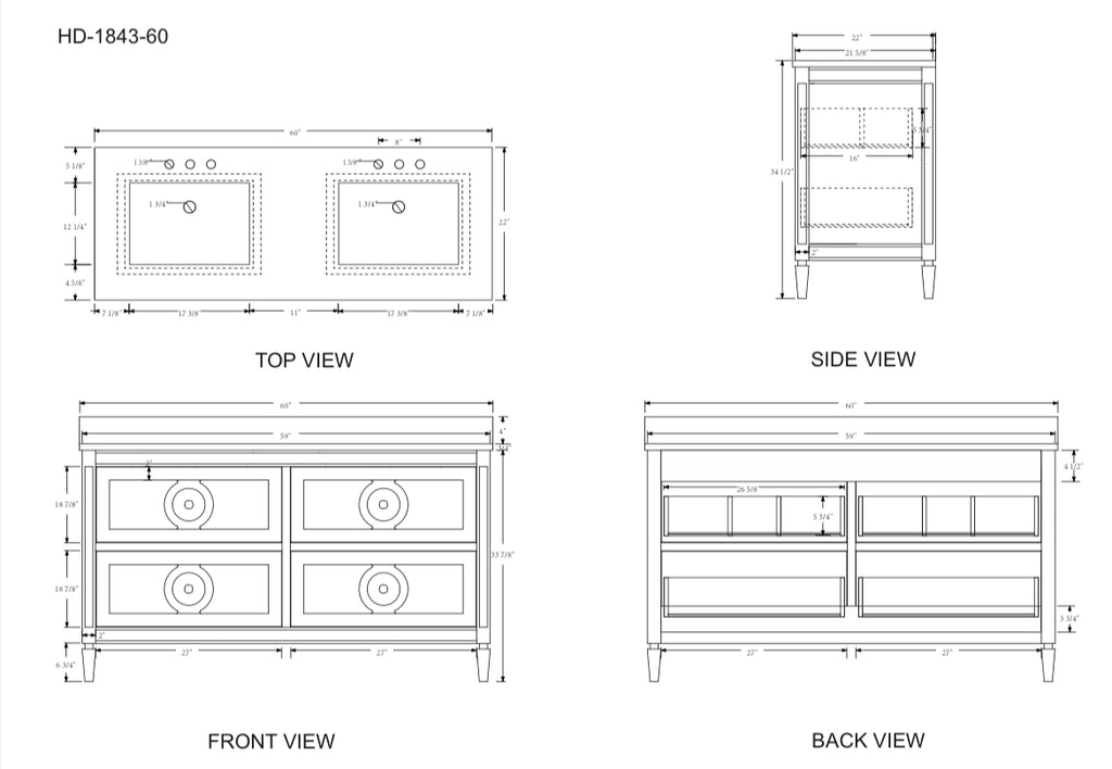 Rubeza 1500mm Layla Vanity Unit with Carrara Marble Top - Dark Grey & Chrome