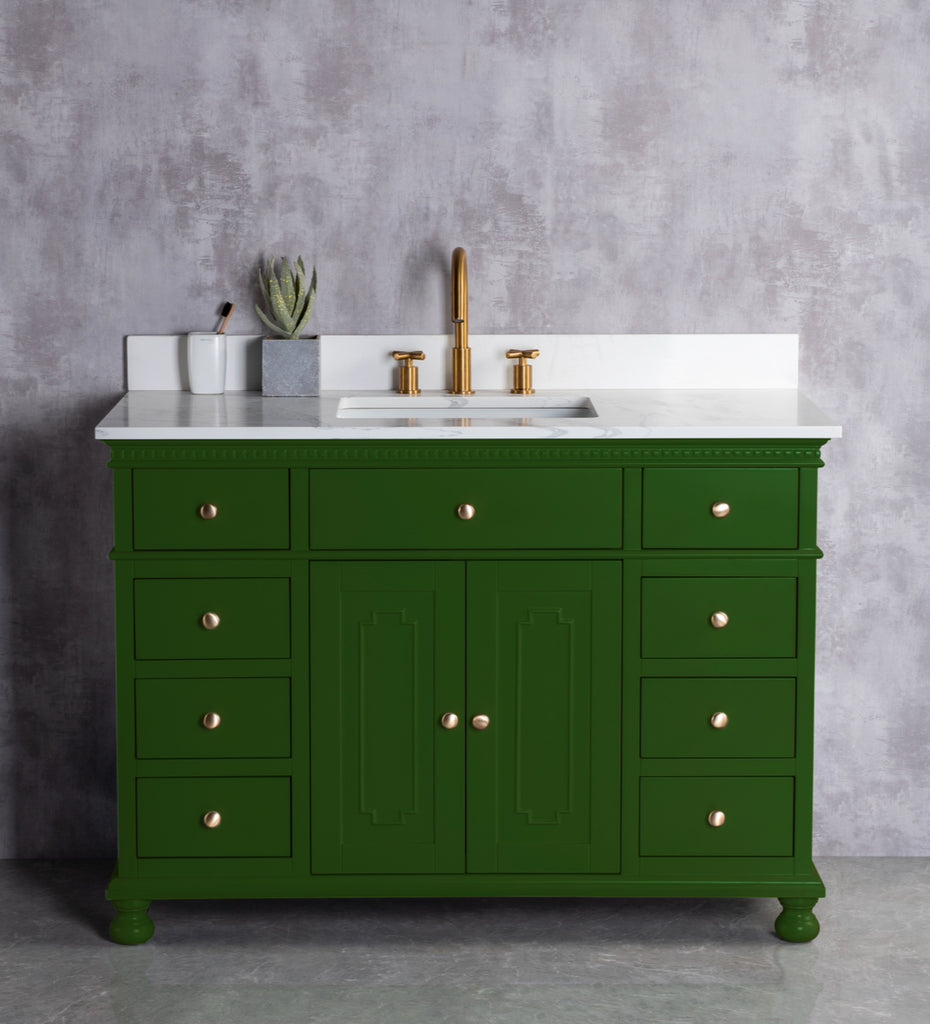 Rubeza 1200mm Didim Vanity Unit with Calacatta Quartz Top -Grass Green & Gold