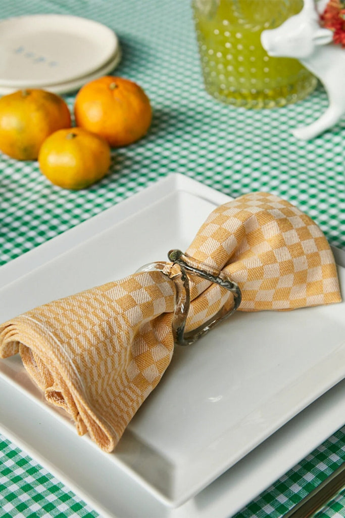 Vintage Style Design Chequered Napkins - Set of 6